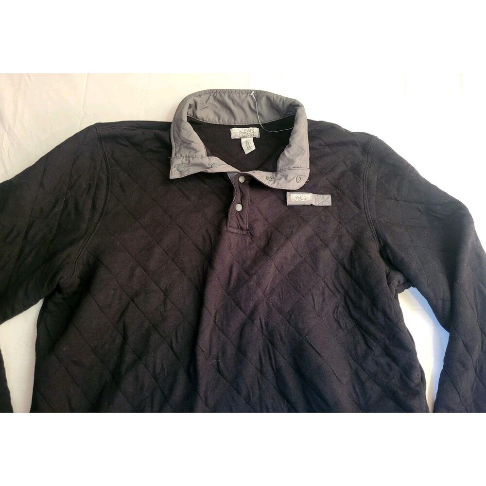 Ocean Coast Pullover Men’s Size Large Black Quilted Snap Button L